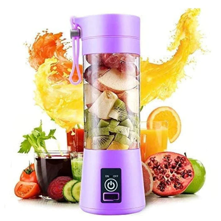 Small Portable Rechargeable with USB 6 Blade Electric Juicer n Smoothie Maker Mixture Blender Shaker for Fruits n Vegetables 380 ML