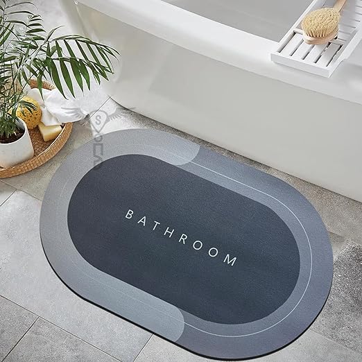 Anti-Skid Water Soaking Bathroom Print Door,Floor Bath Mat, Soft Quick Dry Water Absorbent Mat