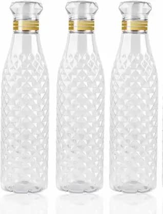 Crystal Diamond Plastic Water Bottle for Fridge, for Home Office Break Proof, Multipurpose, BPA Free 1000 ml Bottle (Pack of 4))