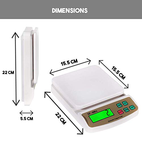 Kitchen Weighing Scale With Tare Function SF 400A with Adaptor 10 kg Digital Multi-Purpose food weight machine for shop home use baking small portable countertop plastic ABS body