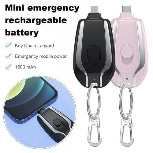 Emergency Charger, Keychain Phone Charger, Fast Finger 1500mah Charging Key Ring Cell Phone Charger, Compatible with iOS Pin for Travel Apple Pin