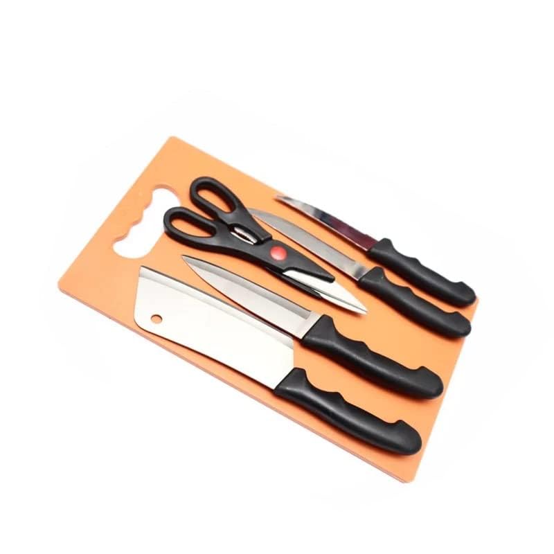 Plastic Chopping Board with Knife Set and Scissor, 6 Piece Stainless Steel Kitchen Knife Knives Set with Knife Scissor n Knife Sets