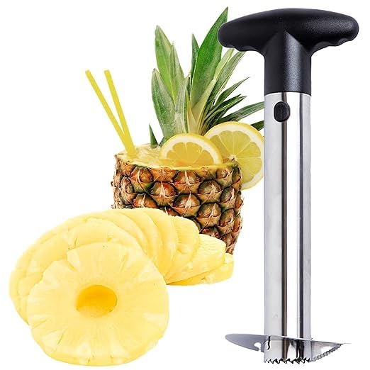 Premium Pineapple Cutter Corer and Slicer Tool with Sharp Built in Blade for Easy Coring and Ring Slices