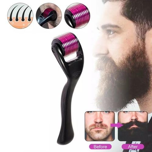 Derma Roller For Hair And Beard Regrowth 540 Micro 0.5MM Titanium Alloy Needles Reduces Hair Fall n Stimulates Hair Follicles, Safe and Effective Easy to use Skin Care Men and Women