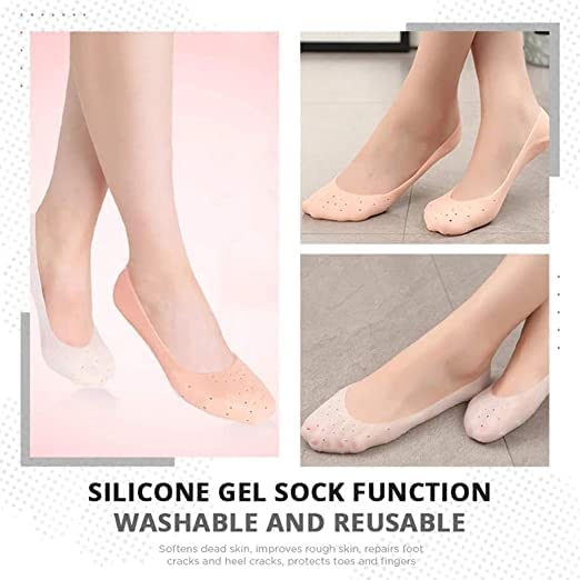 3 Set Combo of Silicone Gel Heel Pad Socks for Heel Swelling Pain Relief, Anti Crack Dry Hard Cracked Heels Repair Cream Foot Care Ankle Support Cushion for Men And Women (Full Heel Socks)