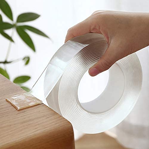 Nano Double Sided IVY Tape, Multipurpose Super Sticky Gel Grip Mounting Tape Washable Reusable for Home n Office, 2mm Thick, 1.2 Inch Wide, Transparent 3 mtr (2 Pcs Combo Pack)