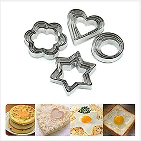 Cookie Cutter 20Pcs Set/Stainless Steel Heart Flower Round Star 4 Different Shapes Cookie Cutter Set Biscuit Mould, Fruit Cutters, Cake Pastry Mold for Kitchen Baking Tools Set