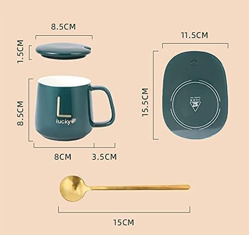 Ceramic Coffee Mug Warmer Electric Heater Smart Cup Beverage Waterproof Heating Coaster Milk Tea Portable Warmer Plate for Home Office Green