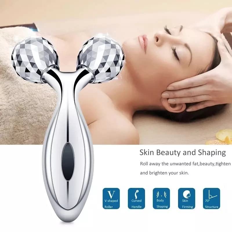 Excellent Manual 3D Face massager Roller 360 Rotate Machine for women 2 Wheel Full Body Shaping Skin lifting wrinkle remover Relaxation Tool double chin reducer Face jawline shaper