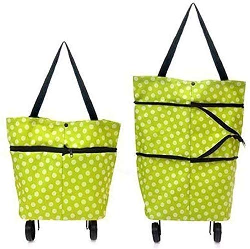 Foldable Shopping Trolley Bag with Wheels, Waterproof Folding Travel Luggage Bag Vegetable, Grocery, Shopping Trolley Carry Bag, Outdoor Travel Bag for Girls Women Men (Multicolor)