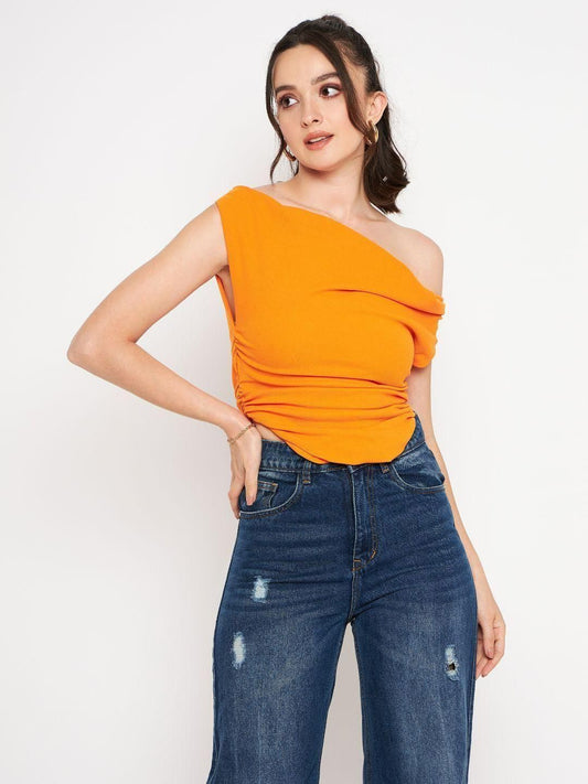 Uptownie Lite Stretchable Polyester Round Neck Sleeveless Crop Top