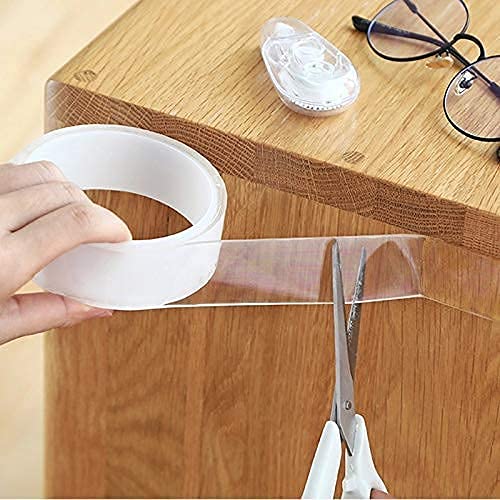 Nano Double Sided IVY Tape, Multipurpose Super Sticky Gel Grip Mounting Tape Washable Reusable for Home n Office, 2mm Thick, 1.2 Inch Wide, Transparent 3 mtr (2 Pcs Combo Pack)