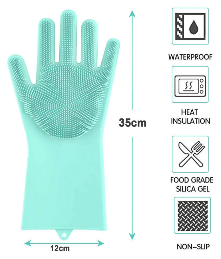 Magic Silicone Dish Washing Gloves Cleaning Gloves Hand Gloves Heat Resistance For Kitchen Dishwashing And Pet Grooming