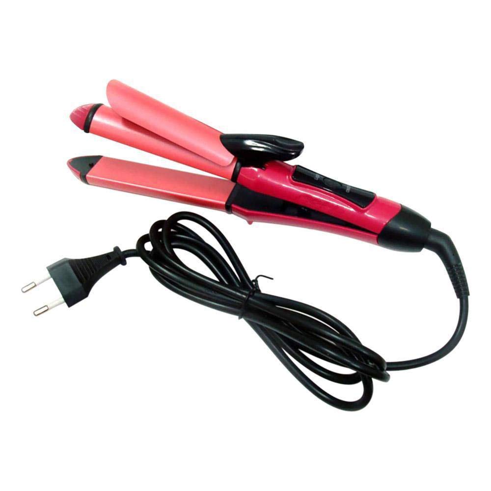 2 In 1 Hair Straightener And Curler, Professional use Women n Men with Ceramic Plate Straightener (Pink)