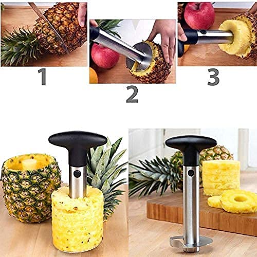 Premium Pineapple Cutter Corer and Slicer Tool with Sharp Built in Blade for Easy Coring and Ring Slices