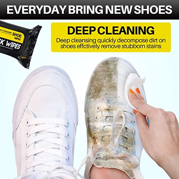 Natural Sneaker n Shoe Cleaner Wipes, Portable Sneakers Cleaner Shoe Wipes Quickly Remove Dirt & Stains Used On Footwear (1 Pack of 80)