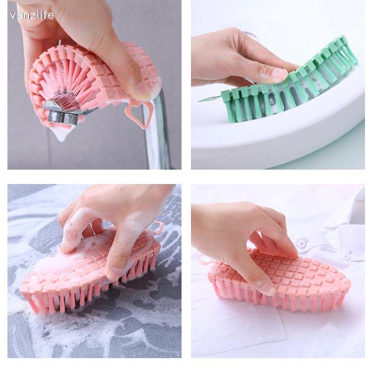 Plastic Multipurpose Flexible Cleaning Brush for Home Kitchen Bathroom Tiles, Floor, Taps, and Cloths Washing (2 Pcs Pack)