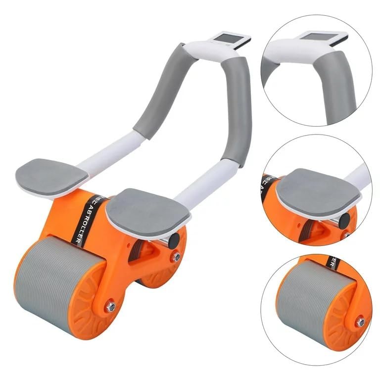 Elbow Ab Roller Abdominal Strengthening Wheel Apparatus Automatic Rebound Fitness Roller Push up Slimming Belly Fitness Equipment for Sport With Elbow Support