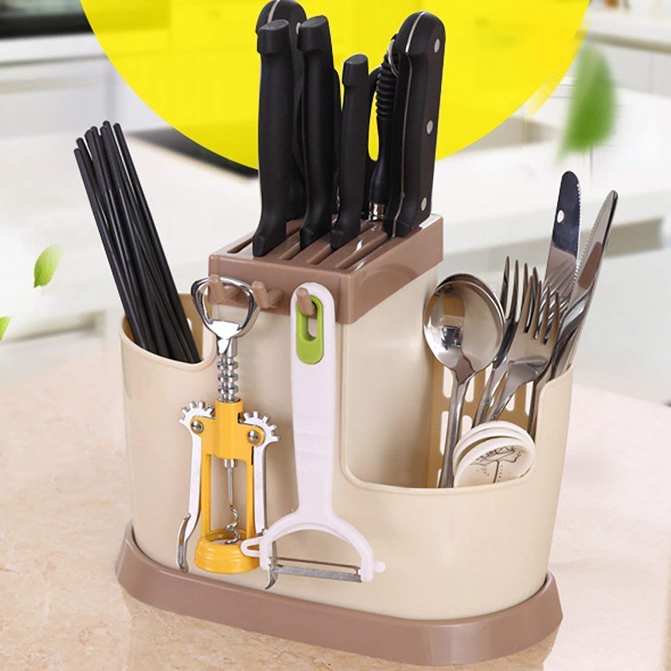 Chop Stick Holder Multi-Functional Self Draining Organiser Chopsticks Basket for Knife & Other Kitchen Cutlery Storage Holder for Dinning Tables