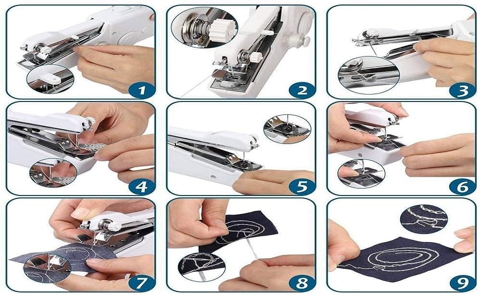 Electric Handy Stitch Handheld Sewing Machine for Emergency stitching, Mini hand Sewing Machine Stapler style Silai Machine Home Tailoring Hand Machine