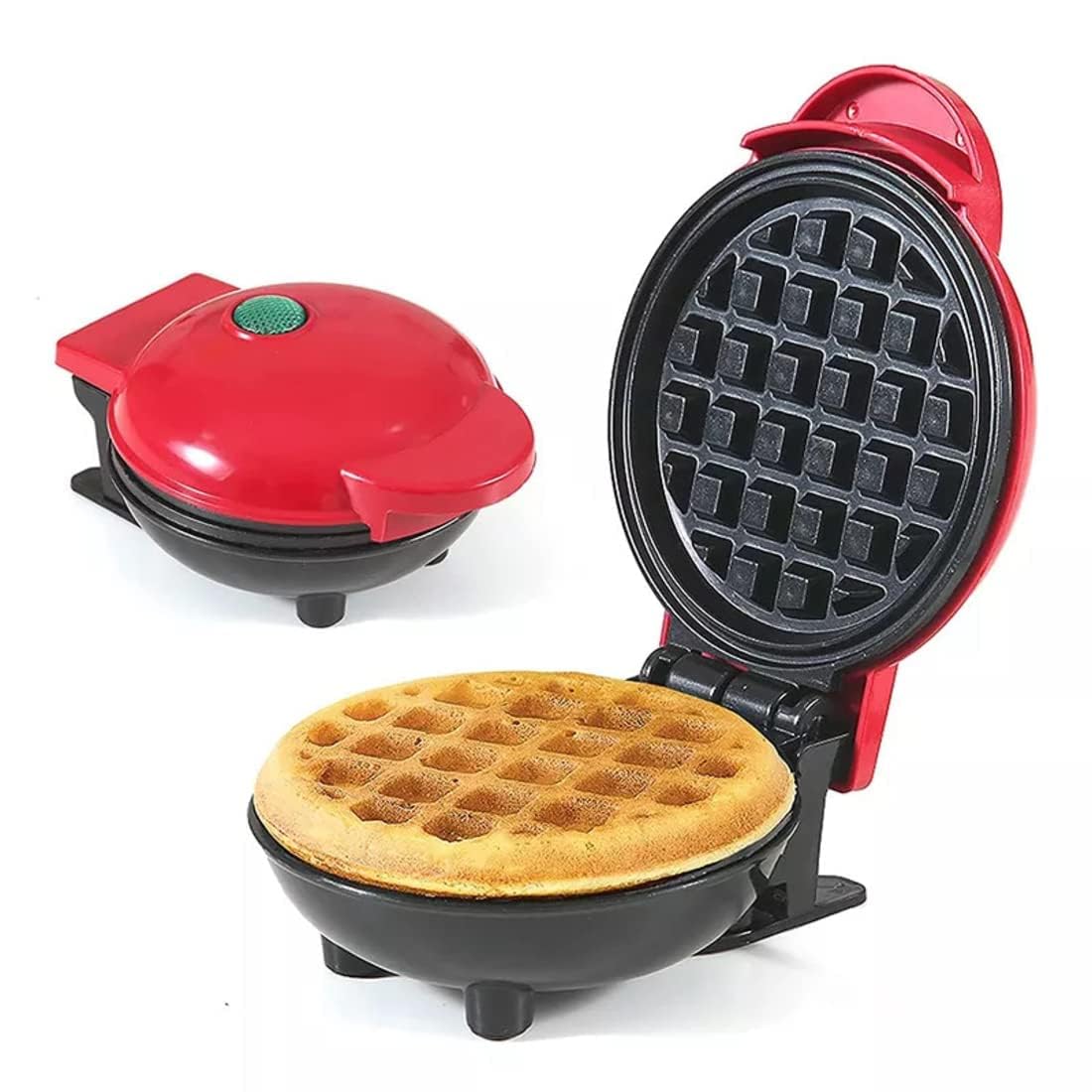 Mini Waffle Maker 4 inch 350 Watts Gingerbread Non-Stick Waffle Maker Machine Dual Side Heating Easy to Store Housewarming Gift