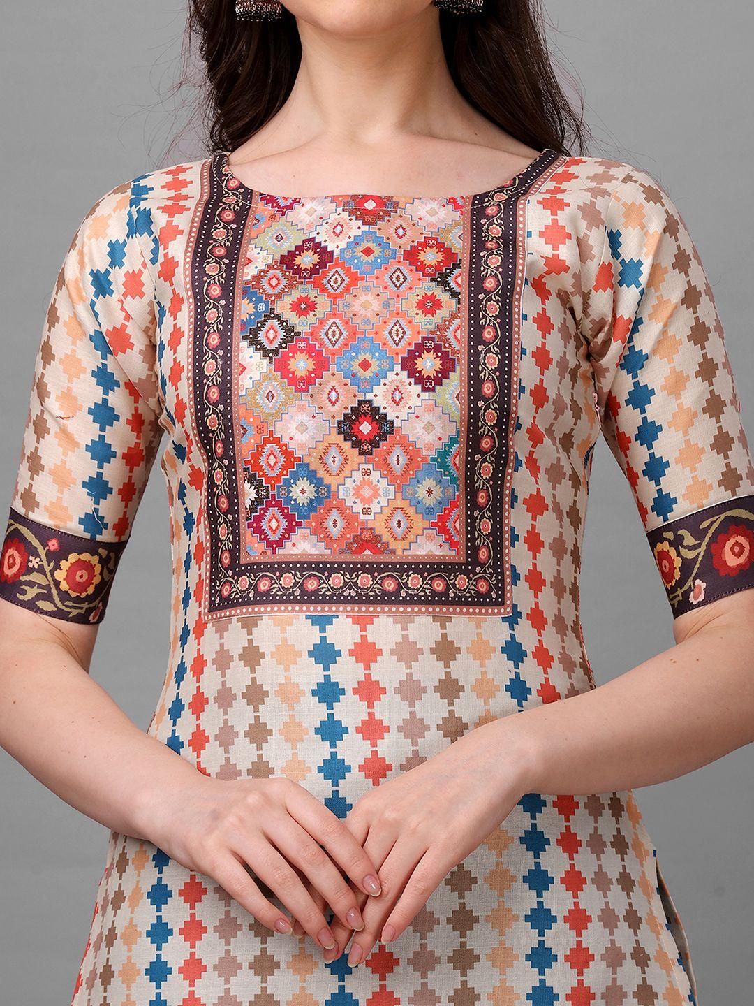 Straight Printed Round Neck Women Kurta Set