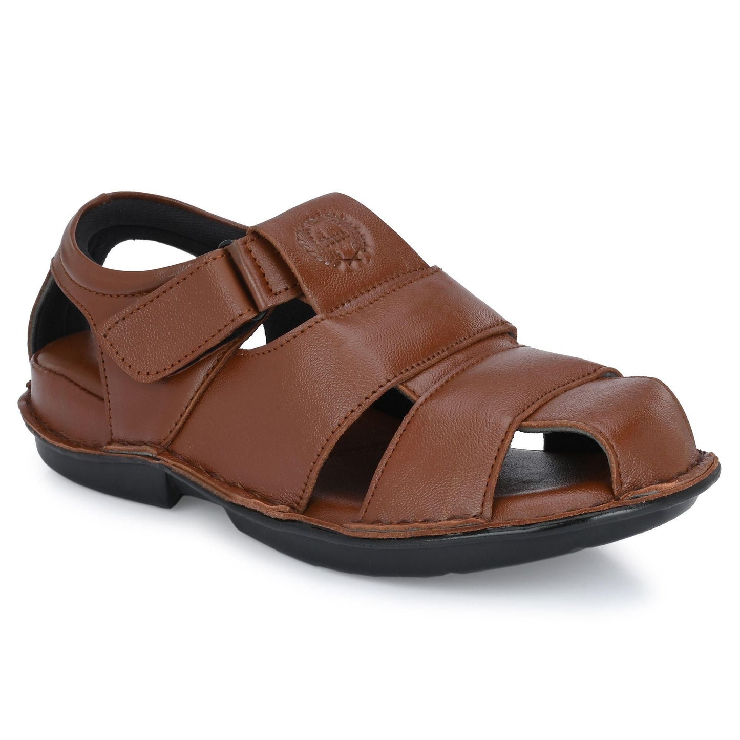 Men's PU Leather Brown Velcro Casual Sandal