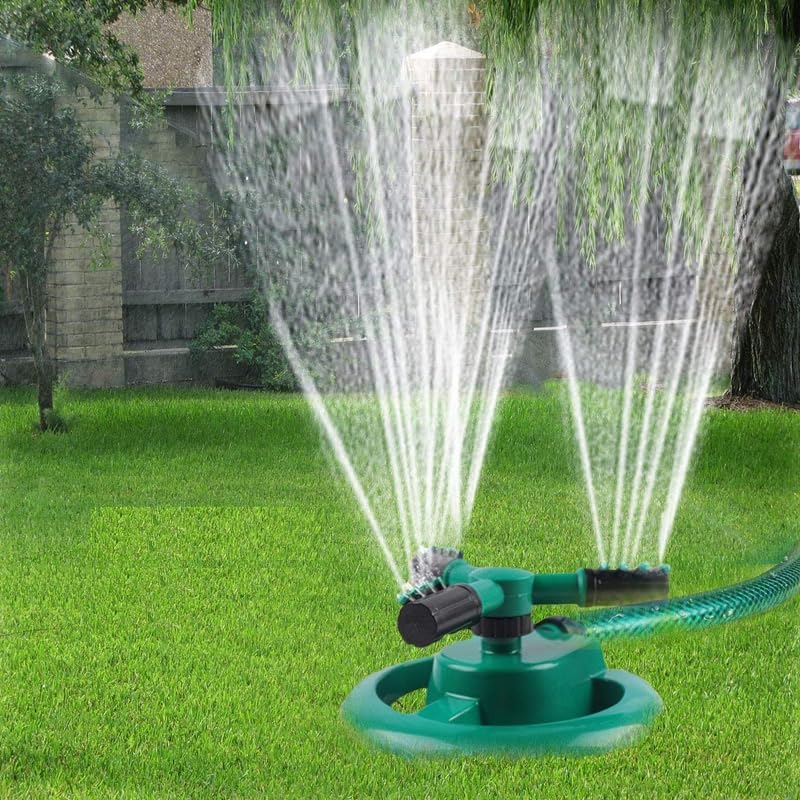 Automatic 360° Rotating Adjustable Round 3 Arm Lawn Water Sprinkler for Watering Garden Plants/Pipe Hose Irrigation Yard Water Sprayer