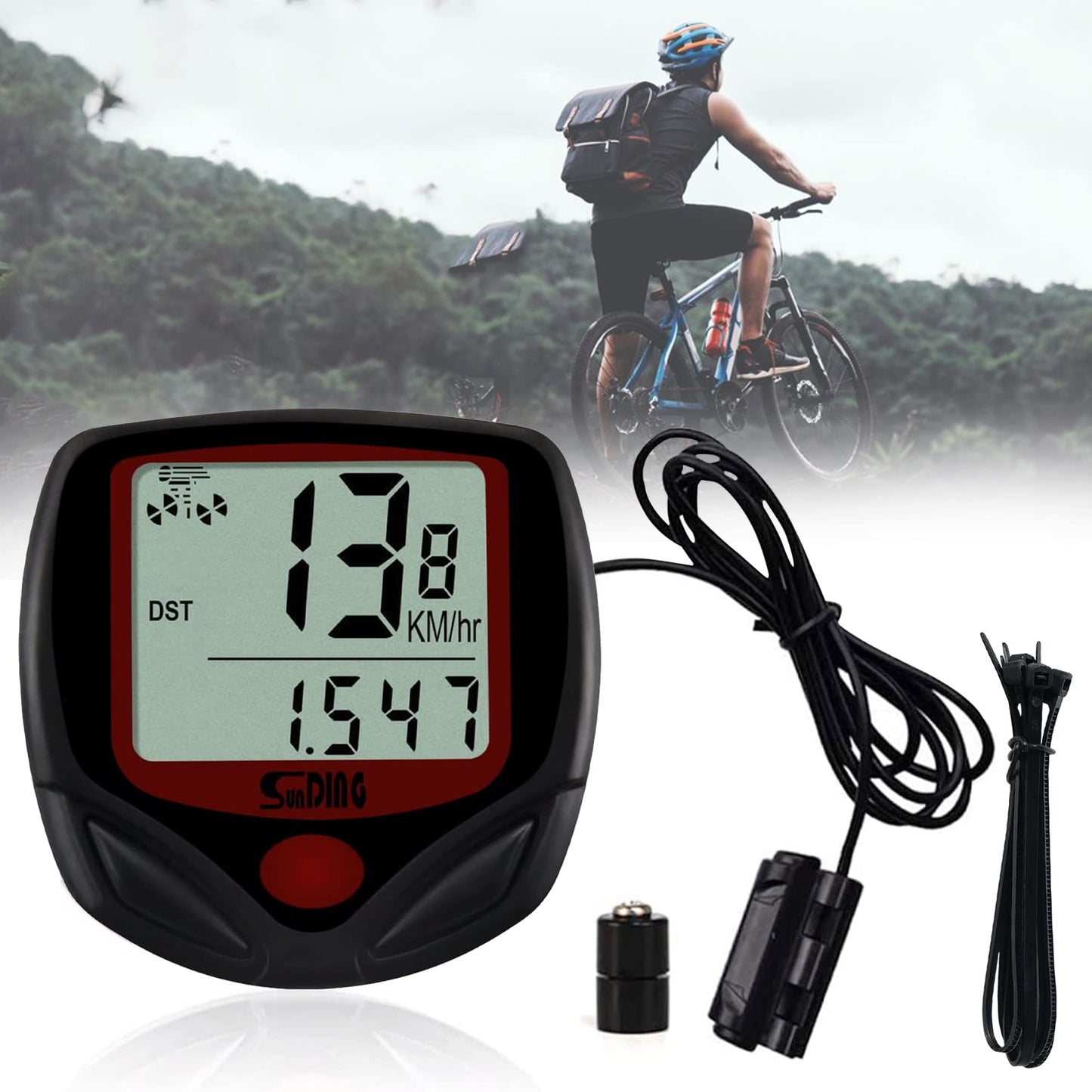 Cycle Speedometer Waterproof Bicycle Odometer 14 in 1 Function Cycle Meter Speed Sensor Wired Cyclocomputer