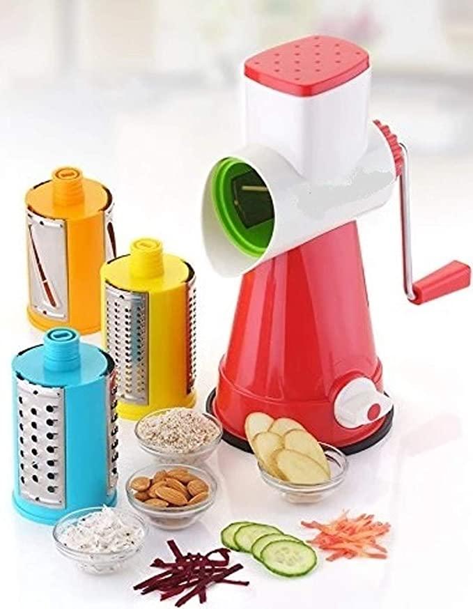 4 in 1 Drum Grater Shredder Slicer for Vegetable, Fruit, Chocolate, Dry Fruits, Salad Maker