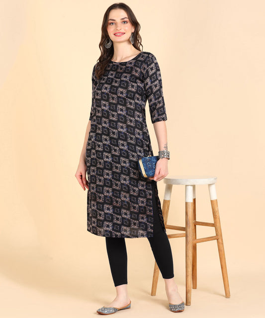 Women's Cotton Printed Straight Kurti